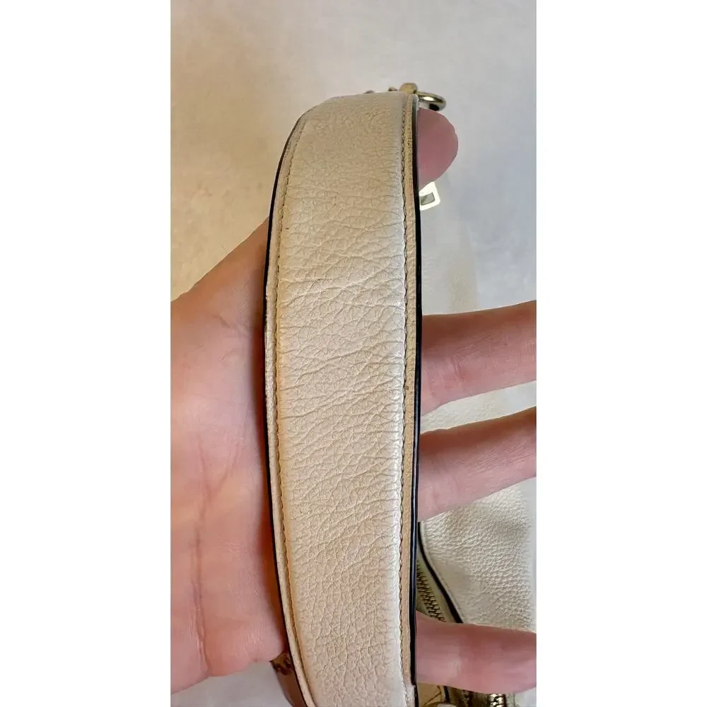 Authentic Coach Cream Leather Stardust Crystal Rivet Elle Hobo Shoulder Bag